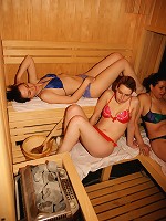 See naked women unwind in an all female mature sauna